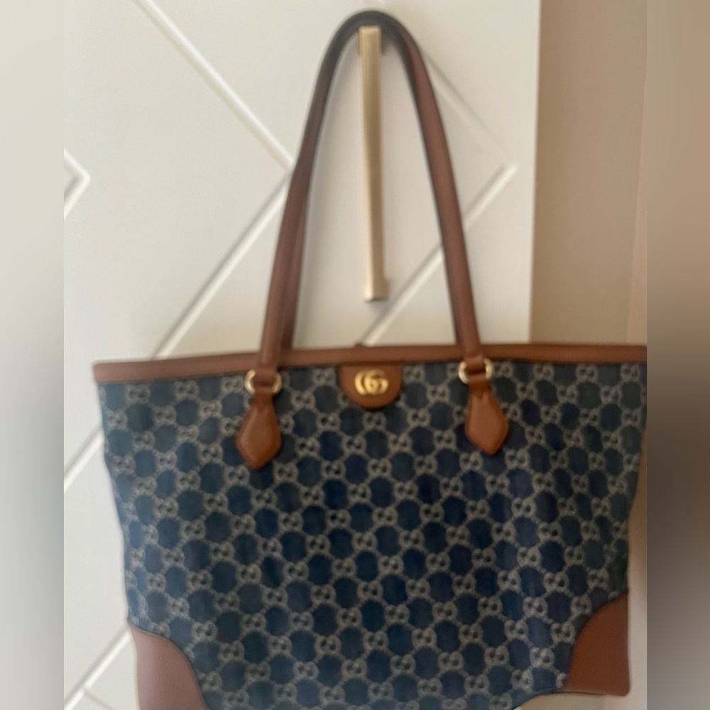 GUCCI 631685 Ophidia GGDenim Medium tote Shoulder Bag Tote Bag and dust bag